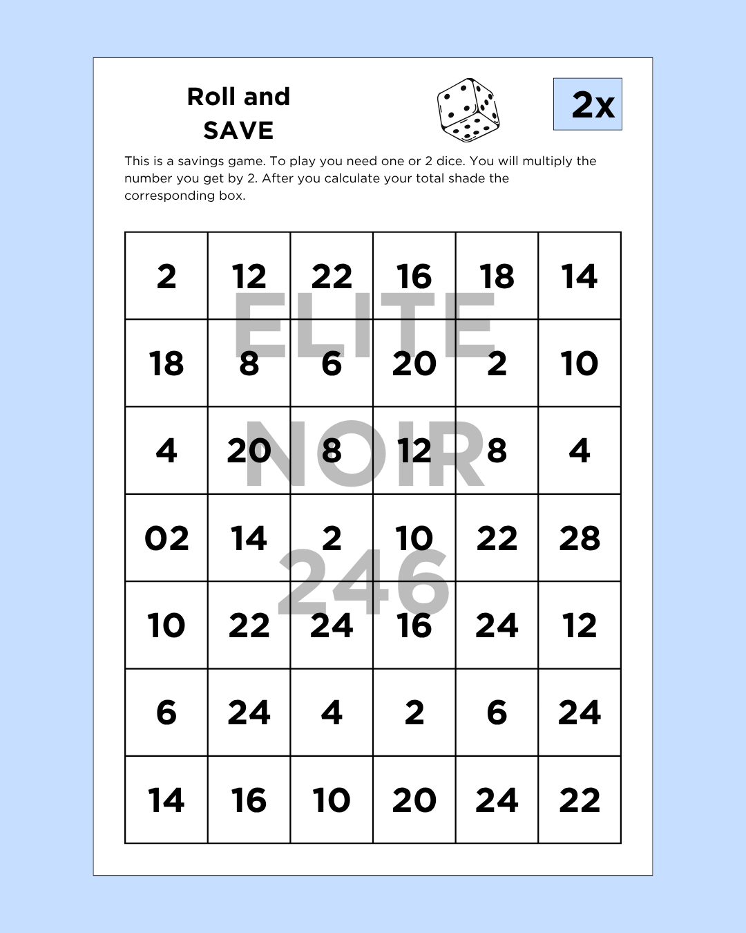 Roll and Save Savings Challenge