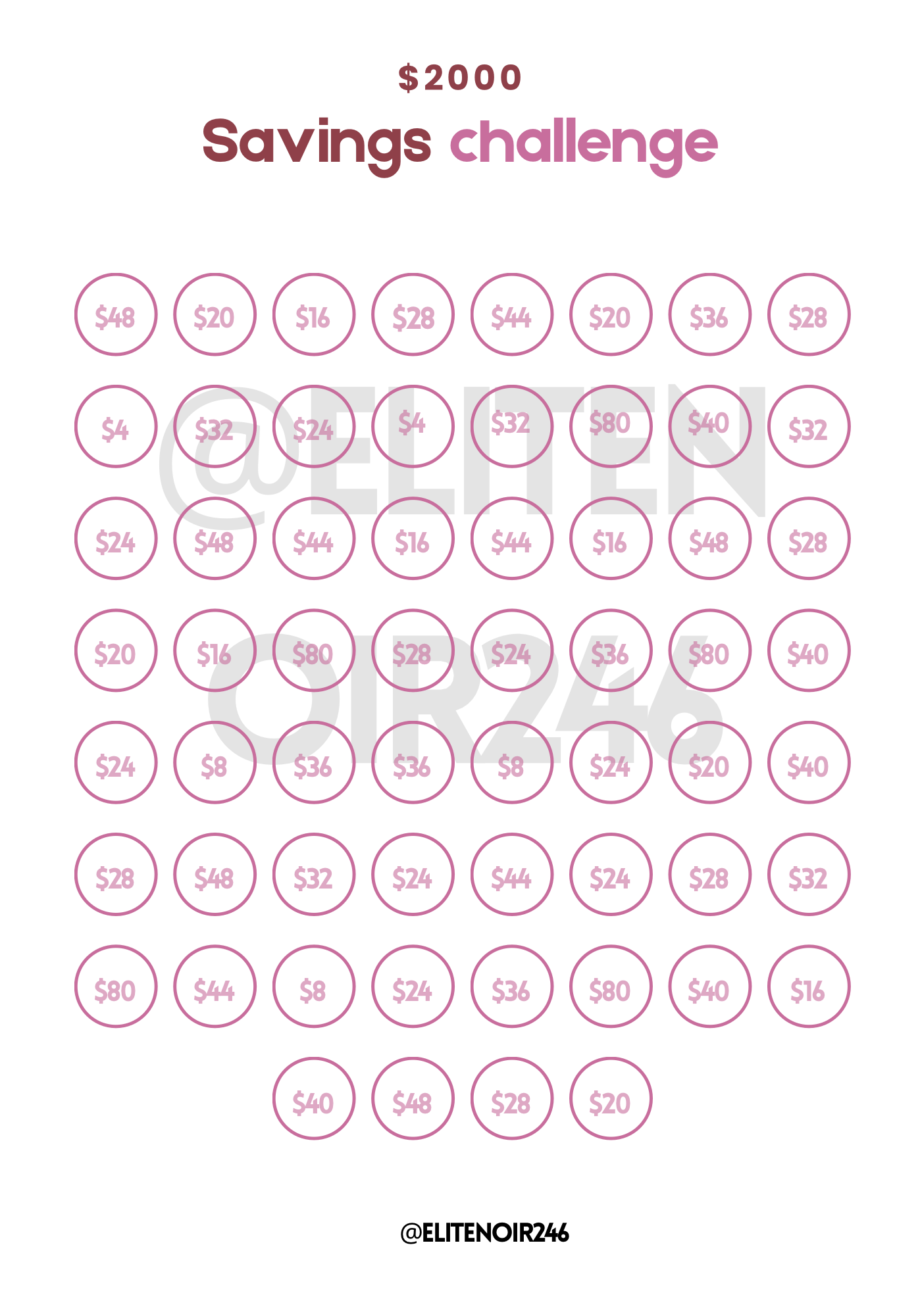 Savings Challenge Template