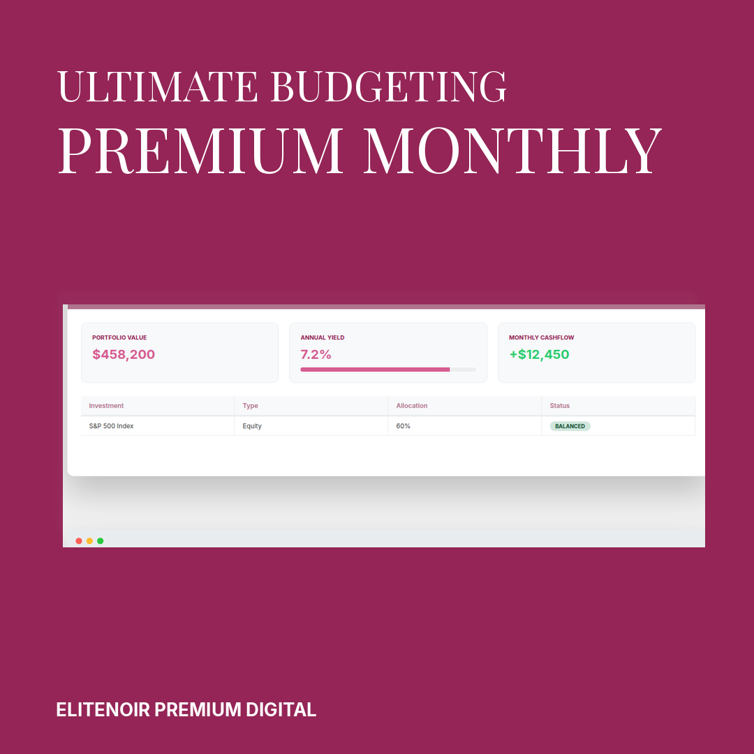 Ultimate Budgeting Dashboard - PREMIUM (Monthly)